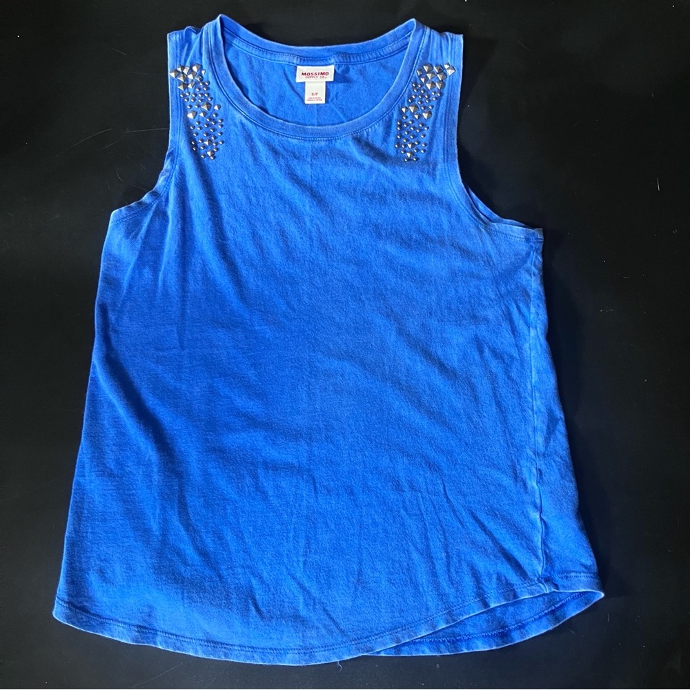 Mossimo Small Tank Top Cobalt Blue With Stud Details Rocker Grunge Chic